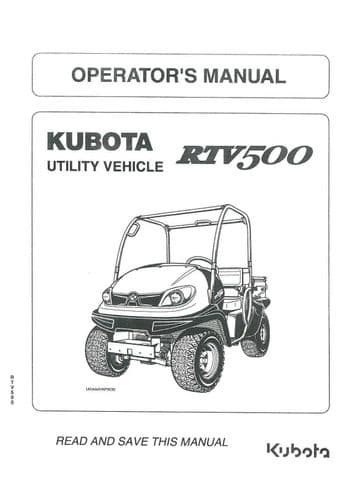 Kubota Utility Vehicle RTV500 Operators Manual RTV 500