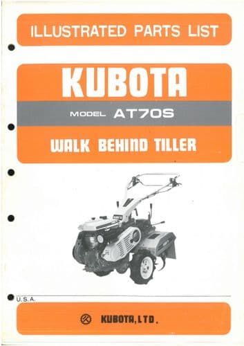 Kubota Walk Behind Lawn Mower AT70S Parts Manual - ORIGINAL