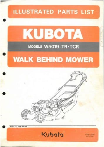 Kubota Walk Behind Lawn Mower W5019 TR TCR Parts Manual