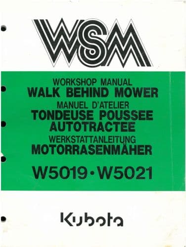 Kubota Walk Behind Lawn Mower W5019 & W5021 Workshop Service Manual - F 5019 & 5021