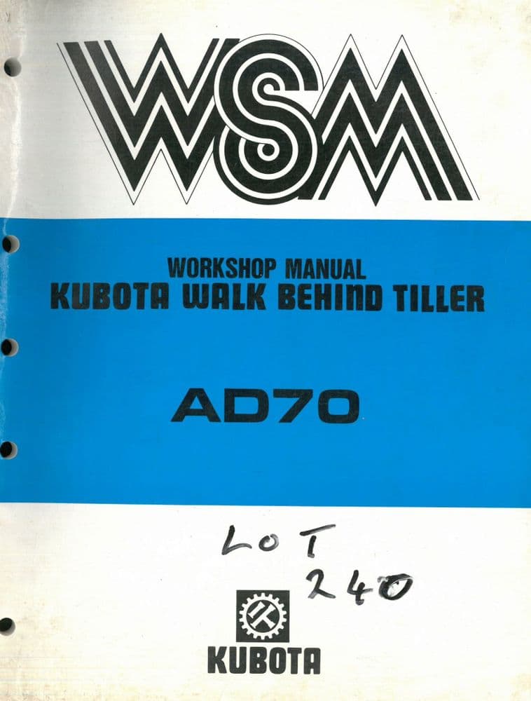 Kubota Walk Behind Tiller AD70 Service Repair Manual AD 70