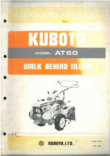 Kubota Walk Behind Tiller AT60 Parts Manual AT 60