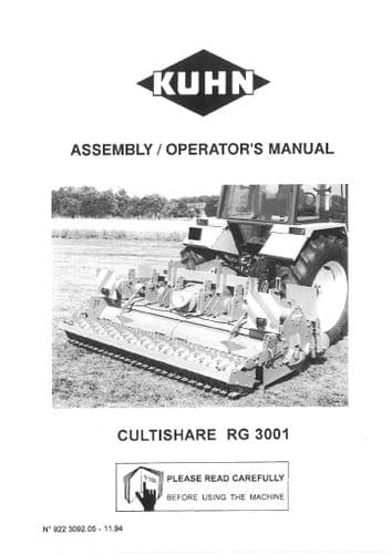 Kuhn Cultishare RG3001 Operators Manual - RG 3001