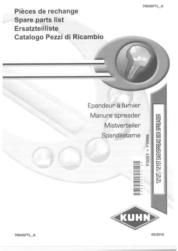 Kuhn Fertiliser Easy Spread Box Spreader 1212T 1215T Parts Manual