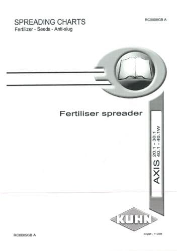 Kuhn Fertiliser Spreader AXIS 20.1 30.1 40.1 40.1W Spreading Charts