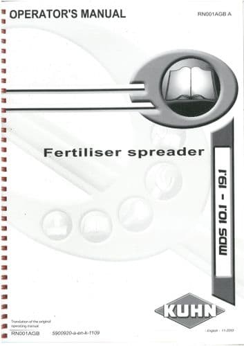Kuhn Fertiliser Spreader MDS 10.1 11.1 .1 17.1 19.1 Operators Manual