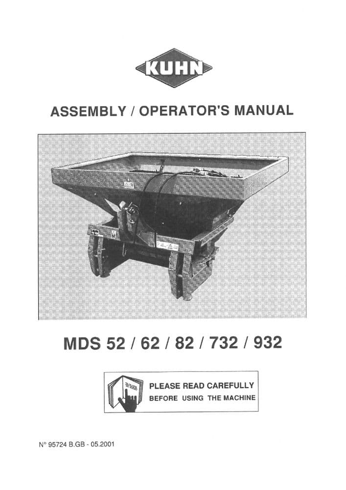 Kuhn Fertiliser Spreader MDS 52 62 82 732 932 Operators Manual