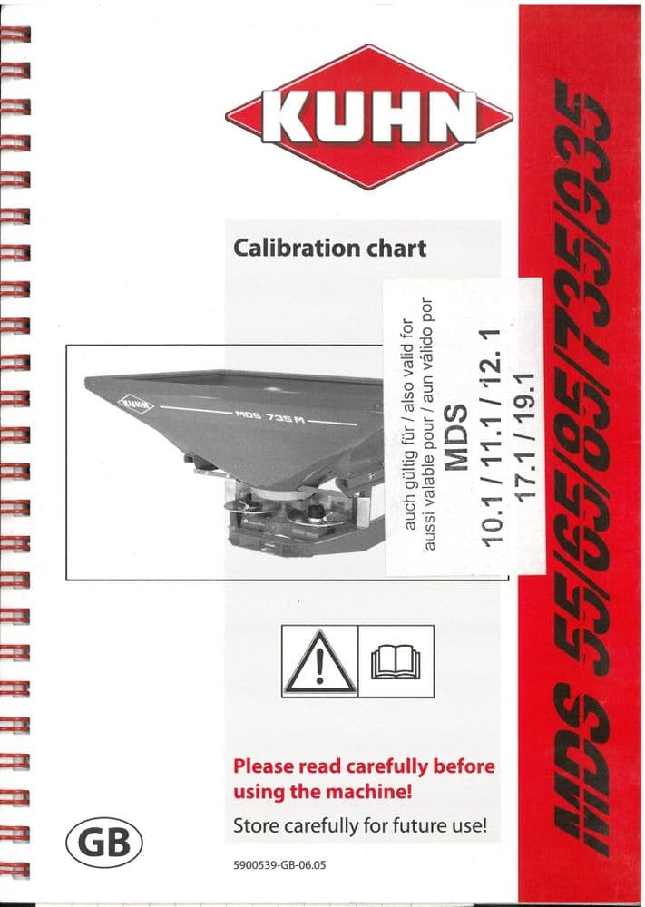 Kuhn Fertiliser Spreader MDS10 1 MDS11 1 MDS12 1 MDS17 1 MDS19 1