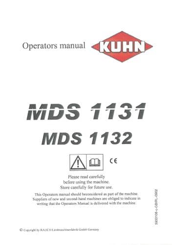 Kuhn Fertiliser Spreader MDS1131 MDS1132 Operators Manual