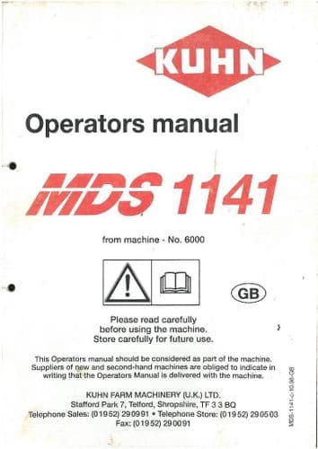Kuhn Fertiliser Spreader MDS1141 Operators Manual - MDS 1141