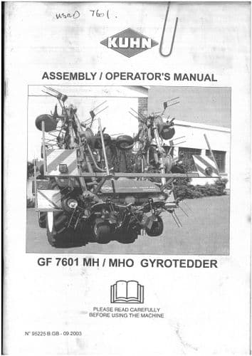 Kuhn Gyro Tedder GF7601 MH MHO Operators Manual - Gyrotedder
