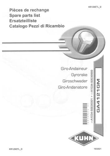 Kuhn Gyrorake GA4121GM Parts Manual