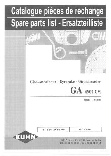 Kuhn Gyrorake GA4501GM Parts Manual