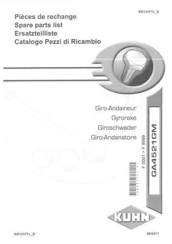 Kuhn Gyrorake GA4521GM Parts Manual