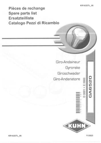 Kuhn Gyrorake GA6520 Parts Manual