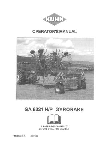 Kuhn Gyrorake GA9321H/P, GA9321 H/P Operators Manual