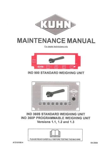 Kuhn IND 900 Standard Weighing Unit IND 360S Standard Weighing Unit IND 360P Operators Manual