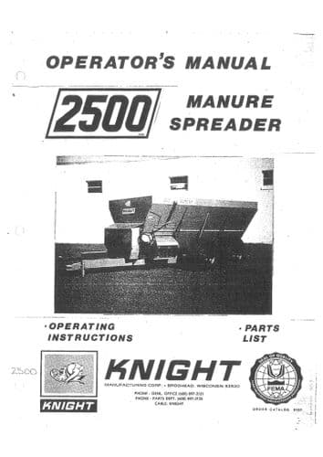 Kuhn Knight Manure Spreader 2500 Operators Manual