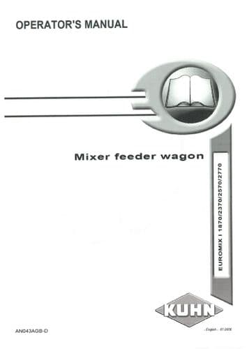 Kuhn Mixer Feed Wagon Euromix I 1870 2370 2570 2770 Operators Manual