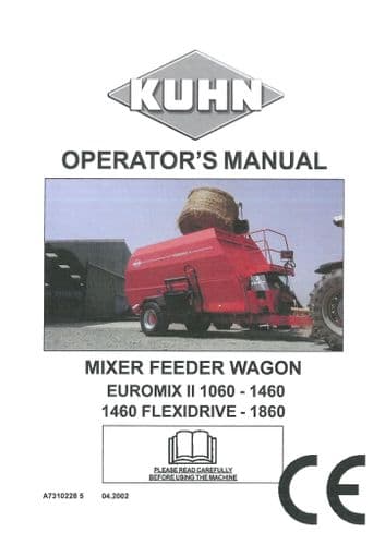 Kuhn Mixer Feeder Wagon Euromix 11 1060 - 1460 1460 Flexidrive 1860 Operators Manual