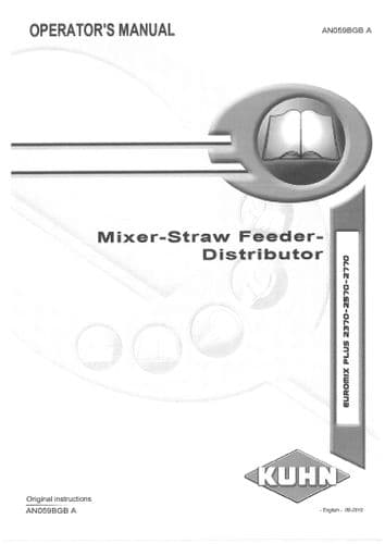 Kuhn Mixer Straw Feeder Distributor Euromix Plus 2370 2570 2770 Operators Manual