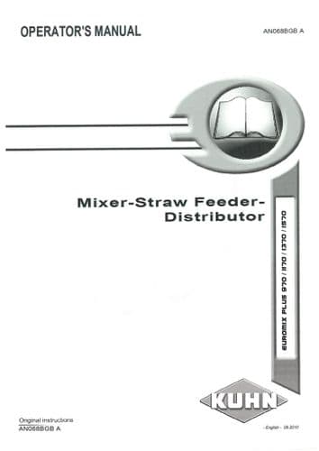 Kuhn Mixer Straw Feeder Distributor Euromix Plus 970 1170 1370 1570 Operators Manual