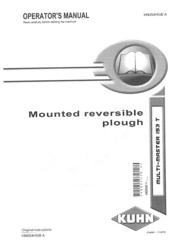 Kuhn Mounted Reversible Plough Multi Master 153T Operators Manual