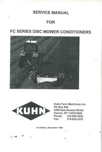 Kuhn Mower Conditioner FC200 FC202 FC250 FC300 FC301 FC350 Workshop Service Manual