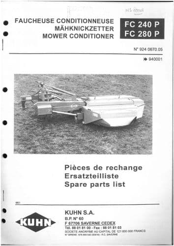 Kuhn Mower Conditioner FC240 P / FC280 P Parts Manual