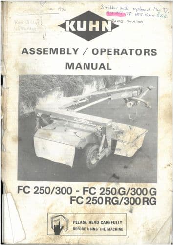 Kuhn Mower Conditioner FC250 FC300 FC250G FC300G FC250RG FC300RG Operators Manual