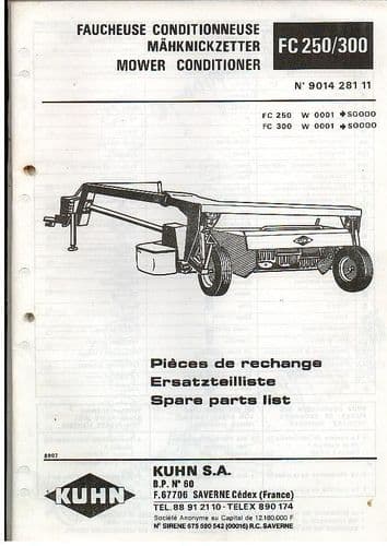 Kuhn Mower Conditioner FC250 & FC300 Parts Manual