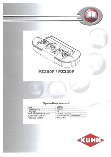 Kuhn Mower Conditioner PZ280F & PZ320F Operators Manual