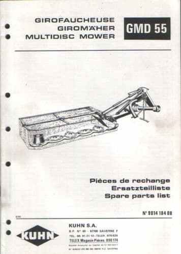 Kuhn Multidisc Mower GMD55 Parts Manual