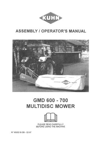 Kuhn MultiDisc Mower GMD600 GMD700 Operators Manual