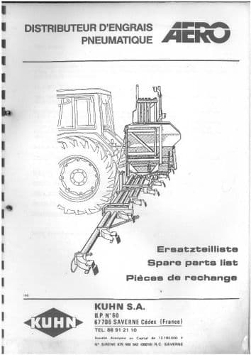 Kuhn Pneumatic Seeder Aero Parts Manual - IN GERMAN ONLY