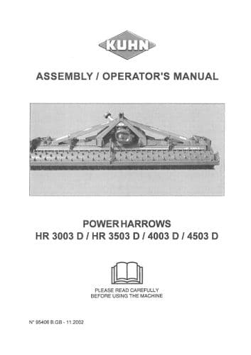 Kuhn Power Harrow HR3003D, HR3503D, HR4003D HR4503D Operators Manual - HR3003 HR3503 HR4003 HR4503 D