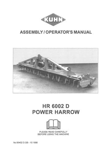 Kuhn Power Harrow HR6002 D, HR6002D Operators Manual