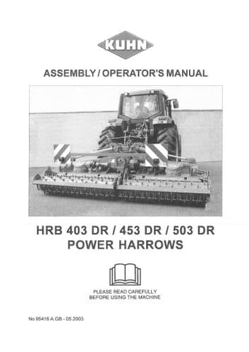 Kuhn Power Harrow HRB403 HRB453 HRB503 DR Operators Manual - HRB403DR HRB453DR HRB503DR
