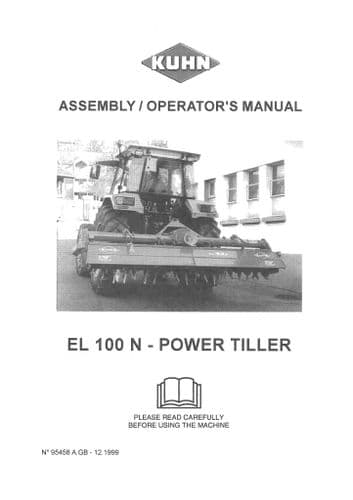Kuhn Power Tiller EL100N Operators Manual - EL 100 N