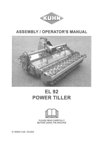 Kuhn Power Tiller EL92 Operators Manual
