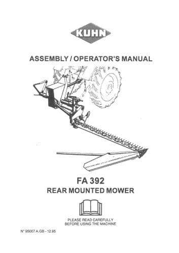 Kuhn Rear Mounted Mower FA392 Operators Manual - FA 392