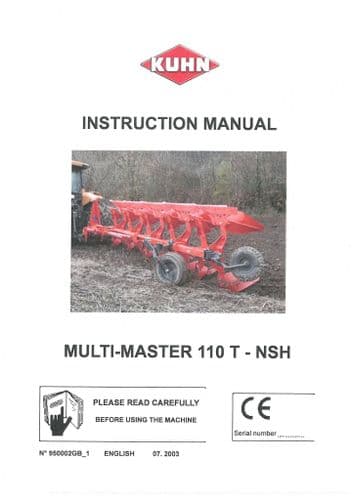Kuhn Reversible Plough Multi Master 110 T-NSH Operators Manual - MultiMaster