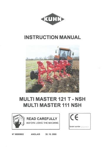 Kuhn Reversible Plough Multi Master 121 T-NSH & 111 NSH Operators Manual - MultiMaster