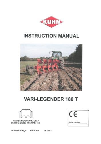 Kuhn Reversible Plough Vari-Legender 180 T Operators Manual