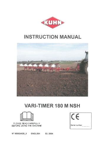 Kuhn Reversible Plough Vari-Timer 180 M NSH Operators Manual