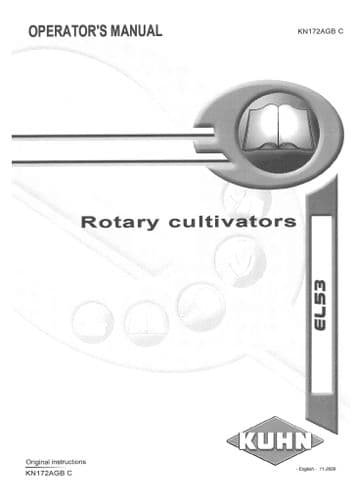Kuhn Rotary Cultivator EL53 Operators Manual