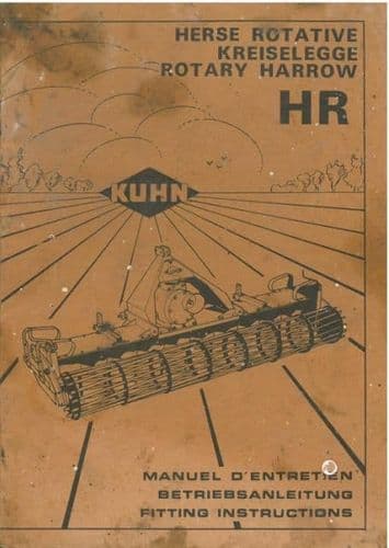 Kuhn Rotary Harrow HR180 HR250 HR300 HR360 HR400 Operators Manual