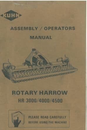 Kuhn Rotary Harrow HR3000 HR4000 HR4500 Operators Manual
