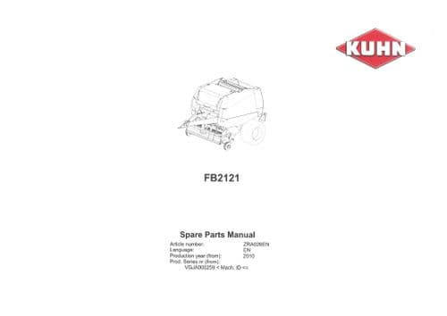 Kuhn Round Baler FB2121 Parts Manual