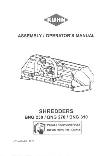 Kuhn Shredder BNG230 BNG270 BNG310 Operators Manual